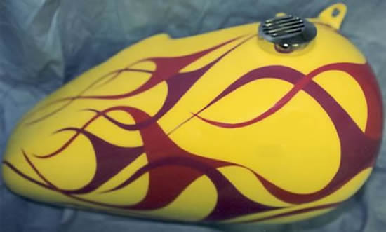 flames over yellow base