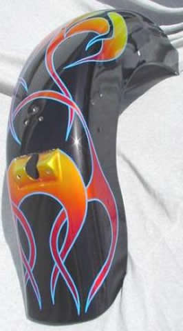 flames blended with blue stripes