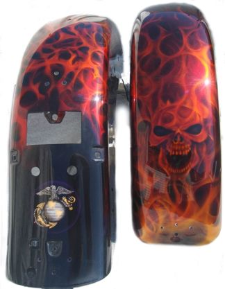 true flames skull and Marine logo