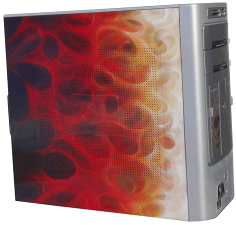 computer with flames