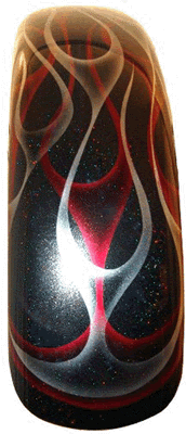 flames and rainbow metalflake