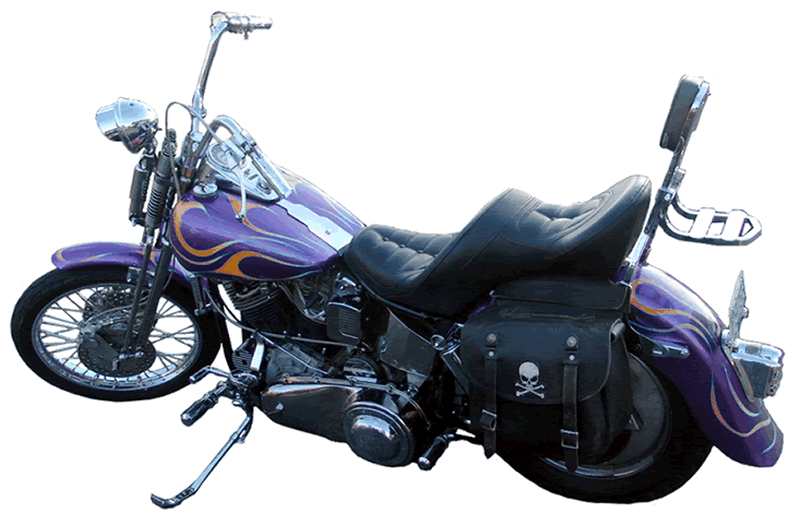 Harley with flames