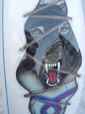 wolf face inside front fender