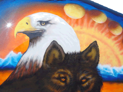 wolf with eagle