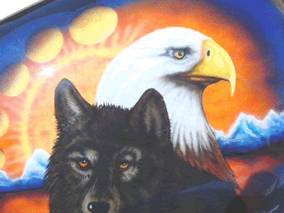 wolf with eagle