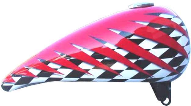 checker flag and red