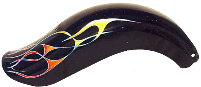 Motorcycle fender, Airbrushed Eagle, flames, metalflake