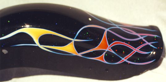 Motorcycle fender, Airbrushed Eagle, flames, metalflake