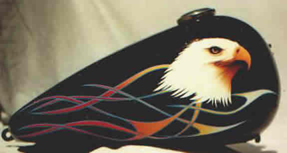 Airbrushed Eagle, flames, metalflake