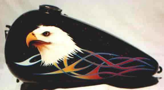 Airbrushed Eagle, flames, metalflake
