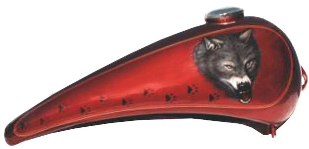 Wolf head in marbleized panel