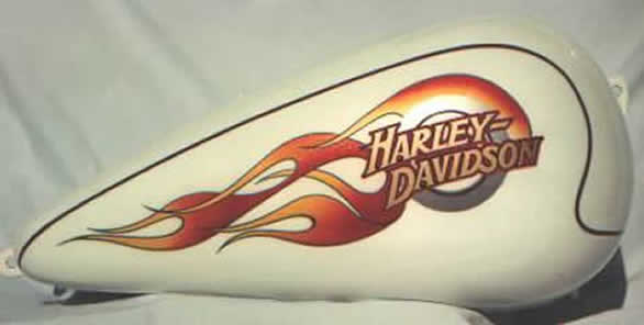 Colored in Flames on 2000 FXDWG Tank