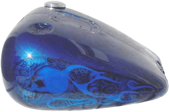 Skull and flames in side panel