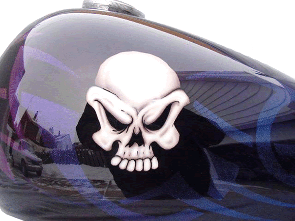 airbrushed half skull