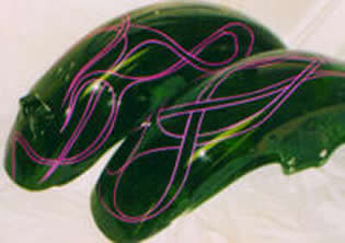 flames striped on fenders