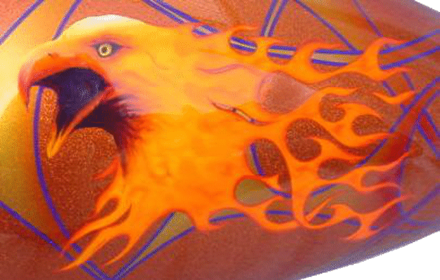 eagle flaming over metalflake