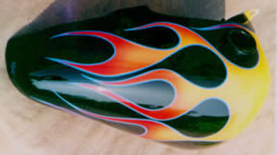 flames blended & blue striping