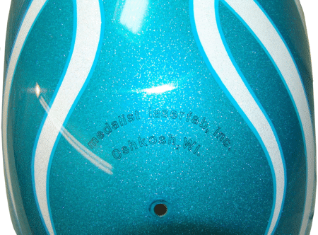 metal flake with company name