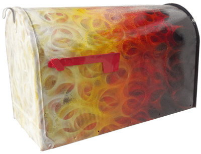 Realistic flames mailbox