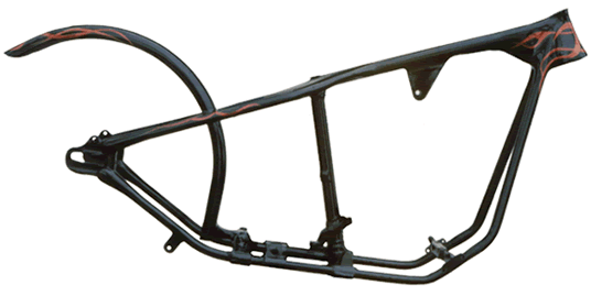 molded frame with red flames