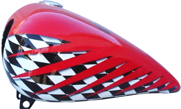 checker flag and red