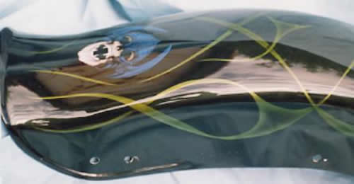 flames with skull mural