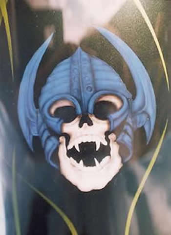 Skull with helmet mural